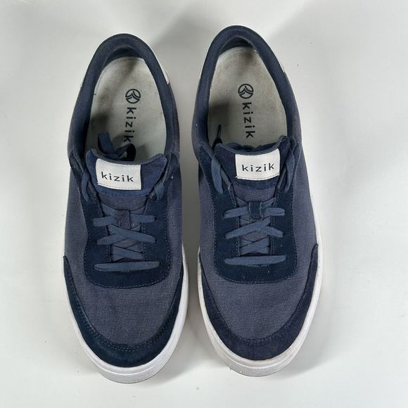 Kizik The Prague Navy Blue Canvas Suede Sneakers Shoes Mens 13 Wide W 14.5 Wide - Picture 2 of 16
